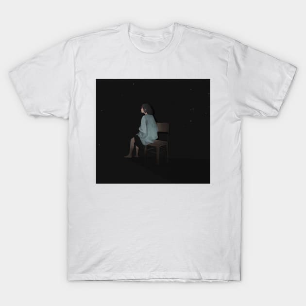 girl sitting alone T-Shirt by aesthetic shop